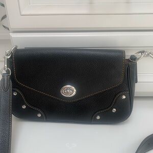 Authentic Coach black leather crossbody Mint!